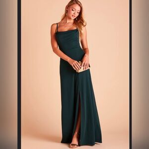 NEW Birdy Grey Ash Dress Crepe Emerald formal bridesmaid wedding women's size S